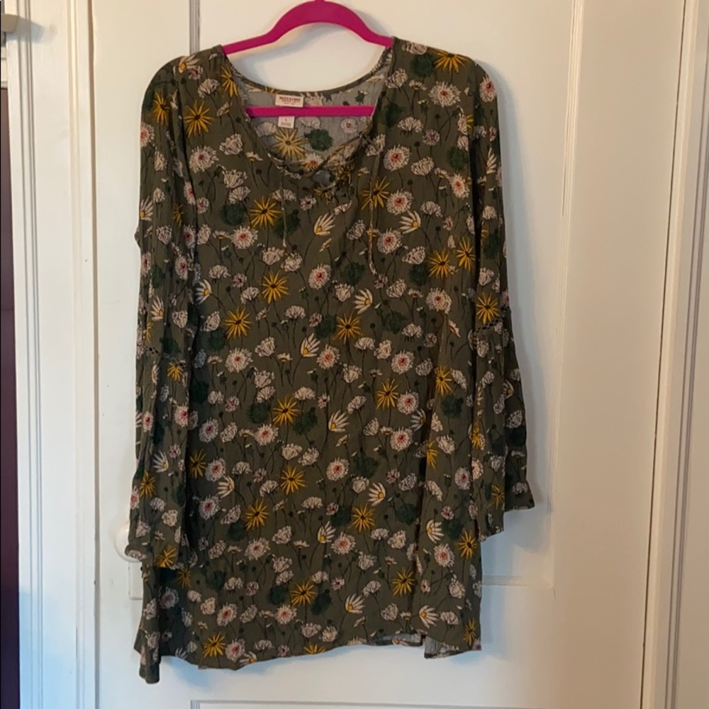Floral, long sleeved, tunic, shirt, dress